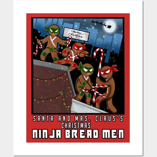 Christmas Ninjabread men fun comic book inspired design Wall Art by JustJoshDesigns